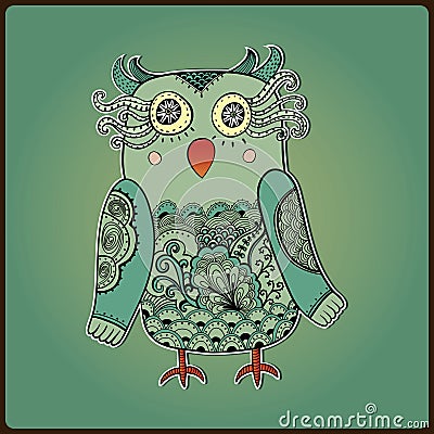Cute Decorative Owl, vector illustration. Lacy bird. Vector Illustration