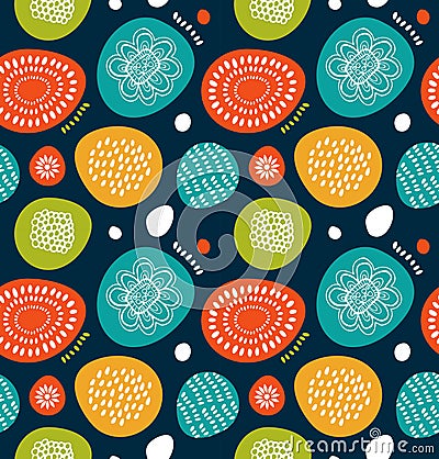 Cute decorative pattern in scandinavian style. Abstract background with colorful simple shapes. Cute decorative pattern in scandi Vector Illustration