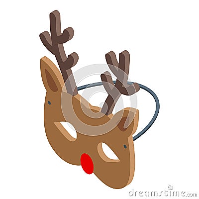 Cute deer mask icon isometric vector. Xmas party Vector Illustration