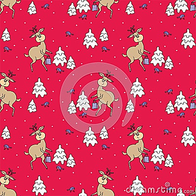 Cute deer seamless pattern Vector Illustration