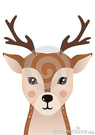 Cute deer. Woodland forest animal. Vector Illustration