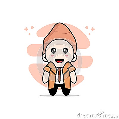 Cute detective character wearing yam costume Vector Illustration