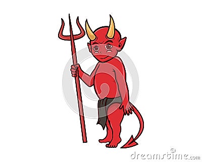 Cute Devil Illustration with Cartoon Style Vector Illustration