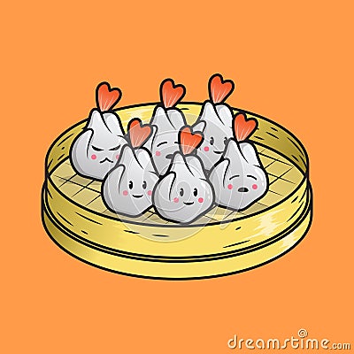 cute dim sum illustration vektor Vector Illustration