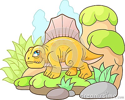 Cute Dimetrodon, funny image Vector Illustration