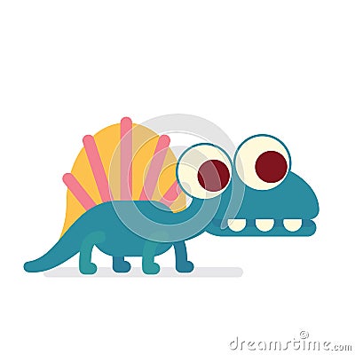 Cute Dimetrodon walking. Animal life. Vector illustration of prehistoric character in flat cartoon style isolated on Vector Illustration