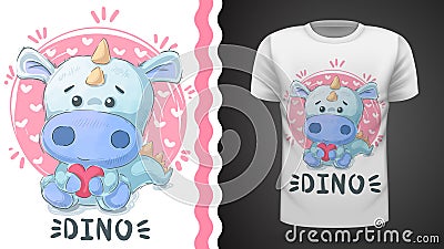 Cute dino - idea for print t-shirt. Vector Illustration