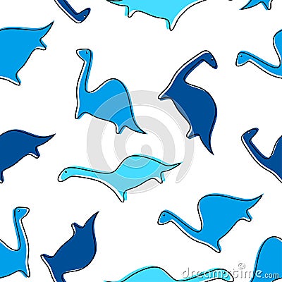 Cute dino seamless pattern for baby and kids vector illustration funny drawing scandinavian hand drawn background ready for Vector Illustration