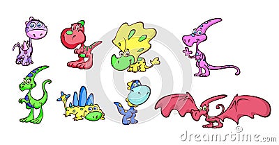 Cute dino vector set Stock Photo