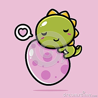Cute dinosaur animal cartoon characters totally love easter eggs and cuddle them Vector Illustration