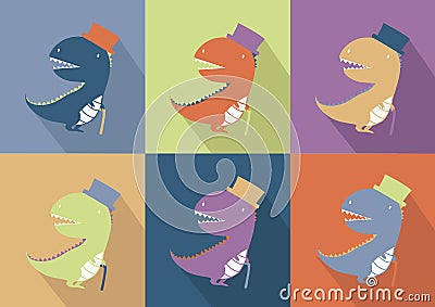 Cute dinosaur monster cartoon Vector Illustration