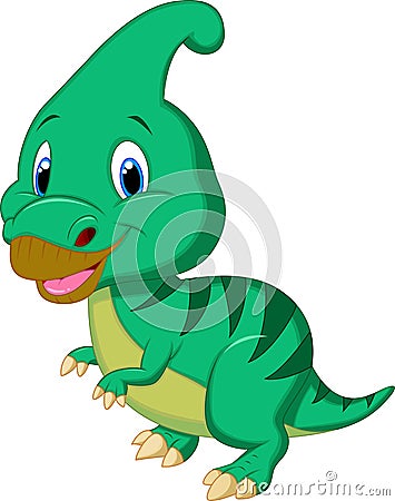 Cute dinosaur parasaurolophus cartoon Vector Illustration