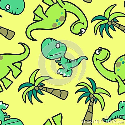 Cute dinosaur seamless pattern Vector Illustration