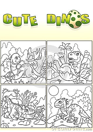 Cute dinosaurs, set of images Stock Photo