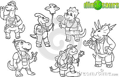 Cute dinosaurs set of images Vector Illustration