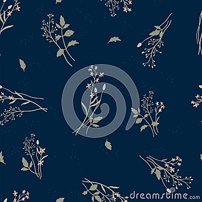Cute ditsy floral seamless pattern, hand drawn lovely flowers, great for textiles, wrapping, banners, wallpapers - vector surface Vector Illustration