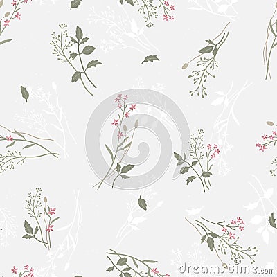 Cute ditsy floral seamless pattern, hand drawn lovely flowers, great for textiles, wrapping, banners, wallpapers - vector surface Vector Illustration
