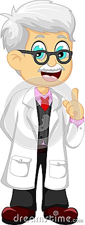 Cute doctor cartoon pointing Stock Photo