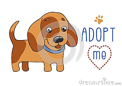 Cute dog , Adopt me Vector Illustration