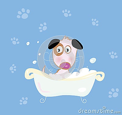 Cute dog bath Vector Illustration