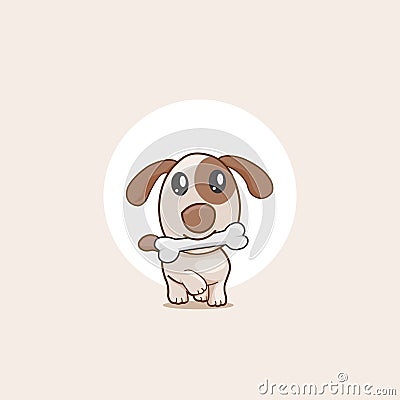 cute dog bites bones illustration vector Vector Illustration