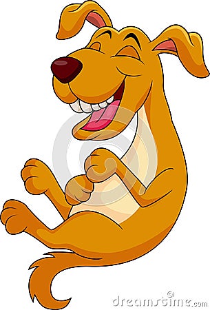 Cute dog cartoon laughing Vector Illustration