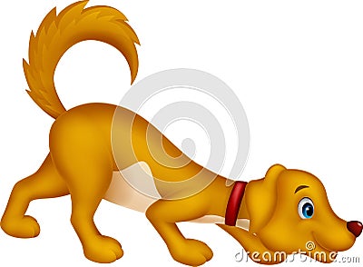 Cute dog cartoon sniffing Vector Illustration