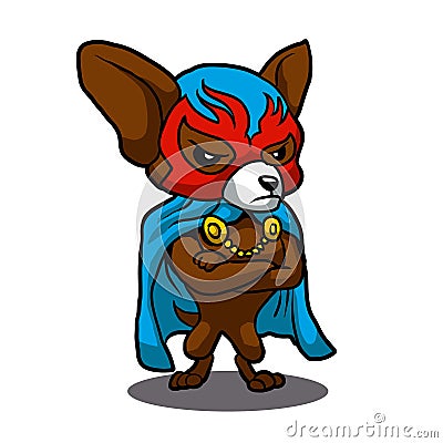 Cute dog chihuahua Fighter Lucha Libre Vector Illustration