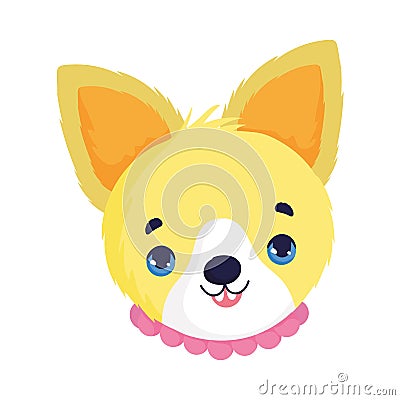 Cute dog face little mascot cartoon character pets Vector Illustration