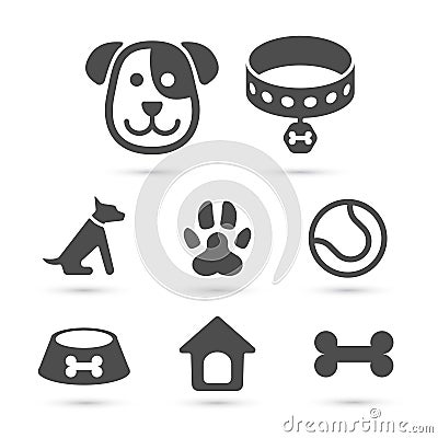 white symbol of dog dream White. Cute Vector Set   Image Dog On Symbol Icon Vector Stock