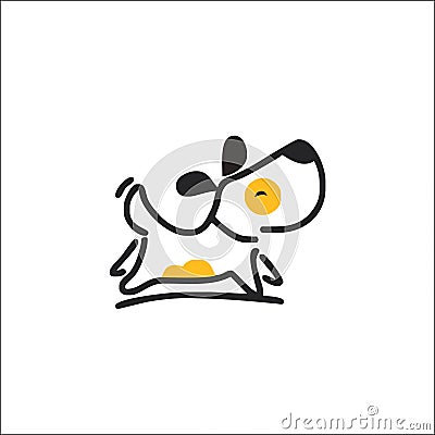 Cute dog logo vector monoline Vector Illustration