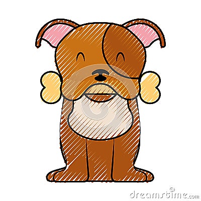 Cute dog mascot with bone Vector Illustration