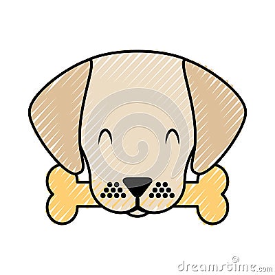 Cute dog mascot with bone Vector Illustration