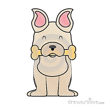 Cute dog mascot with bone Vector Illustration