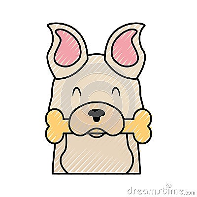 Cute dog mascot with bone Vector Illustration