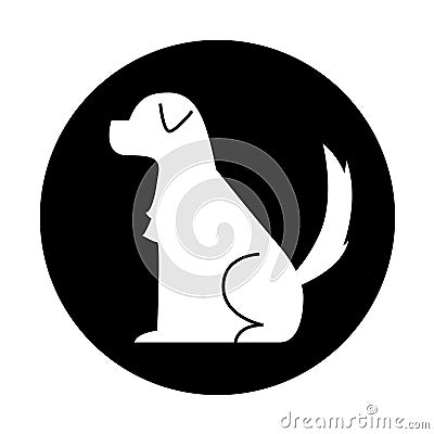 Cute dog mascot silhouette icon Vector Illustration