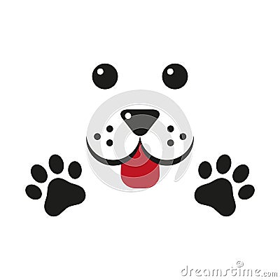 Cute Dog, paw - logo, symbol, protect sign Vector Illustration