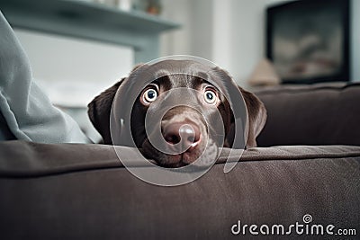 cute dog relax in cozy livingroom Stock Photo