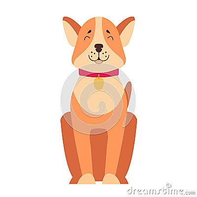 Cute Dog Seating Cartoon Flat Vector Icon Vector Illustration