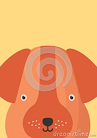 Cute dog snout flat vector illustration. Adorable pet face background in cartoon style. Funny close up doggy brown head Vector Illustration