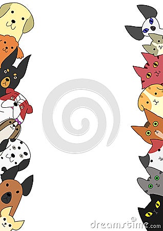 Cute dogs and cats cards Vector Illustration