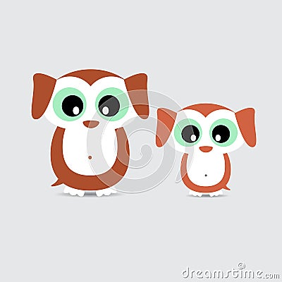 Cute dogs family Mother dog and Child puppy Illustration standing at clear background Stock Photo