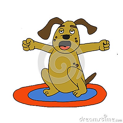 Cute dogs just wake up and yawn cartoon illustration Cartoon Illustration