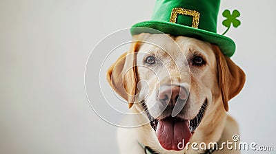Cute Dogs with Leprechaun Hats, St. Patrick's Day Stock Photo
