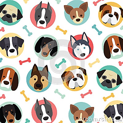 Cute dogs set Vector Illustration