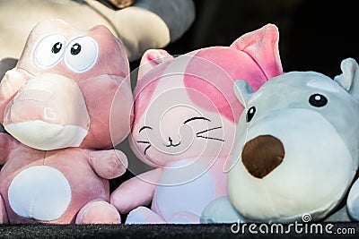 Cute dolls on back door car Stock Photo