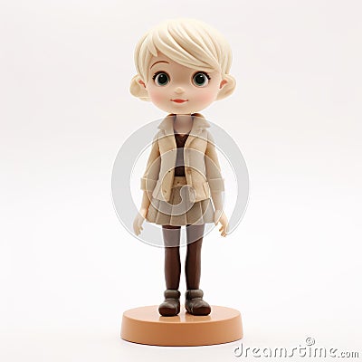 Cute Dolly Kei Style Figurine Of Tall Blonde Girl Stock Photo