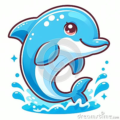 Cute Dolphin cartoon isolated on white background, suitable for making stickers and illustrations 6 Cartoon Illustration