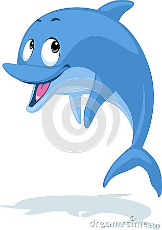 Cute dolphin vector illustration - flat design Vector Illustration