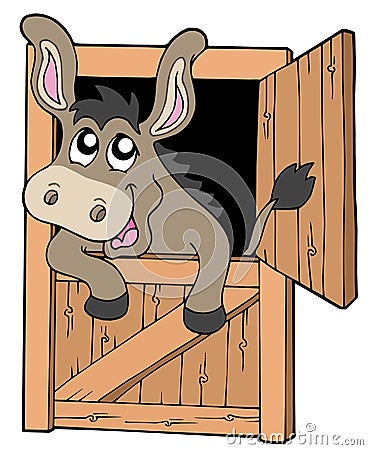 Cute donkey in stable Vector Illustration